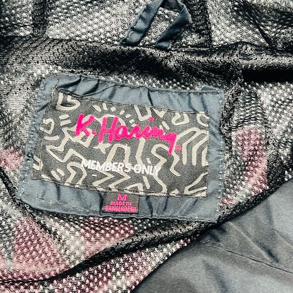 MEMBERS ONLY X KEITH HARING WOMENS JACKET BLACK AND WHITE HOODED JACKET - Picture 3 of 4